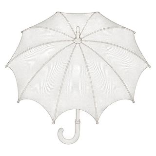 Contour-line emblem: an open umbrella, its canopy drawn as concentric contour rings.