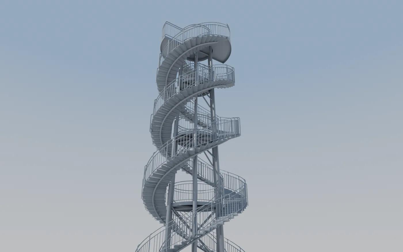 The Kings Park DNA Tower in Perth as a BIM model, looking up the double-helix stairs